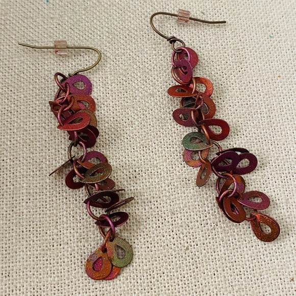 Sarah Cavender Metalworks 32.5" Long Multi Color Fringe Necklace & Earrings Set - Picture 11 of 15